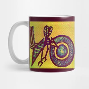 African Contemporary Artwork Painting of The Bee in Yellow and Blue Mug